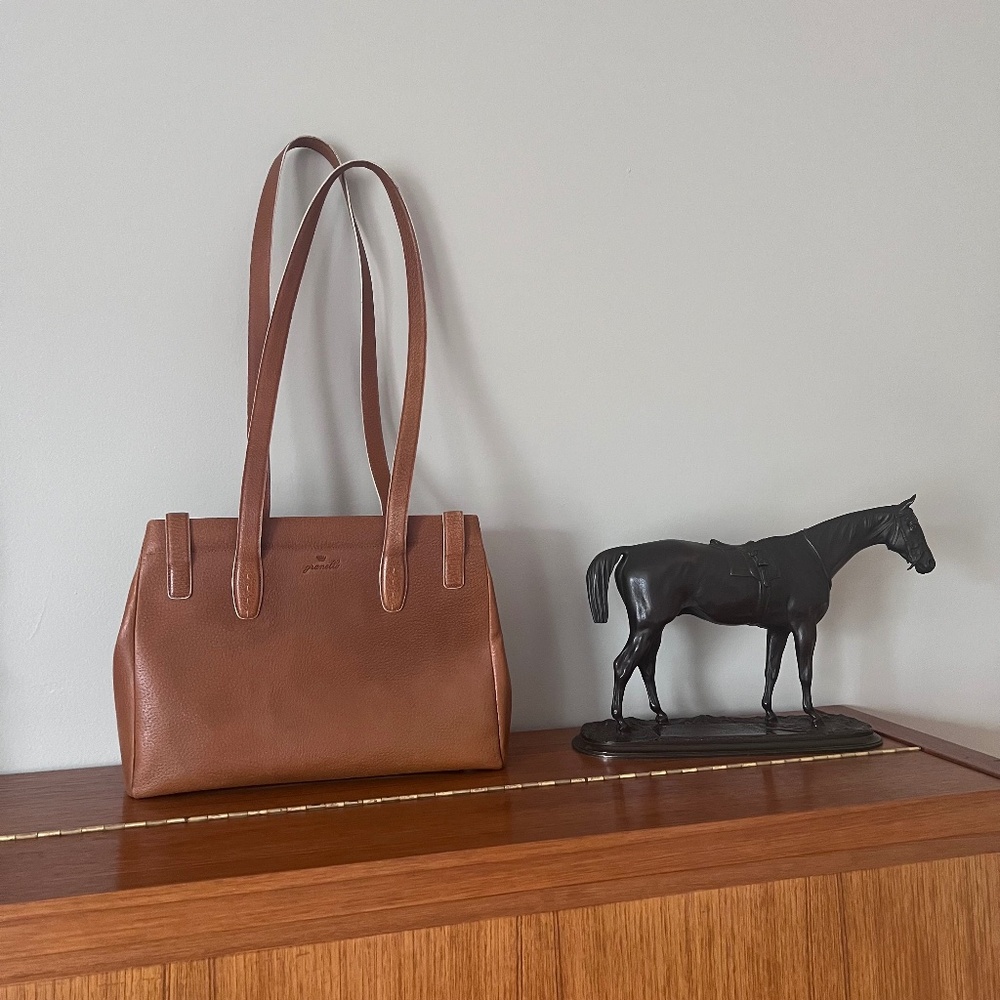 Granello Chateau Laurent Genuine Italian Leather Cognac Luxury Tote Shoulder Bag